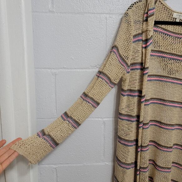 Umgee Open Knit Long Line Hooded Cardigan Sweater - Picture 4 of 10